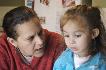 Jessie Little Doe Baird with daughter Mae