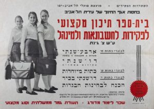 Women on a poster written in Hebrew.