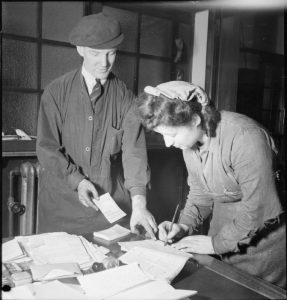 Man and woman working together.