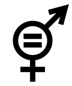 Symbol combining the male (♂) and female (♀) gender icons with an equal sign (=) in the center, representing gender equality.