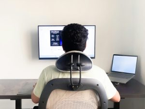 Man at desk.