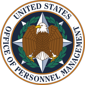 Official seal of the United States Office of Personnel Management, featuring a bald eagle with outstretched wings standing on a shield, surrounded by a laurel wreath and a compass rose. The text "UNITED STATES OFFICE OF PERSONNEL MANAGEMENT" encircles the design.